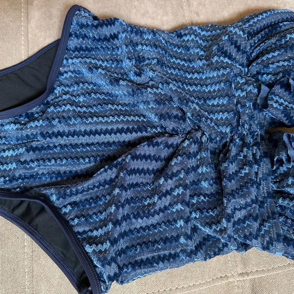 Cupshe Blue One Piece Bodysuit with Ruffled Straps